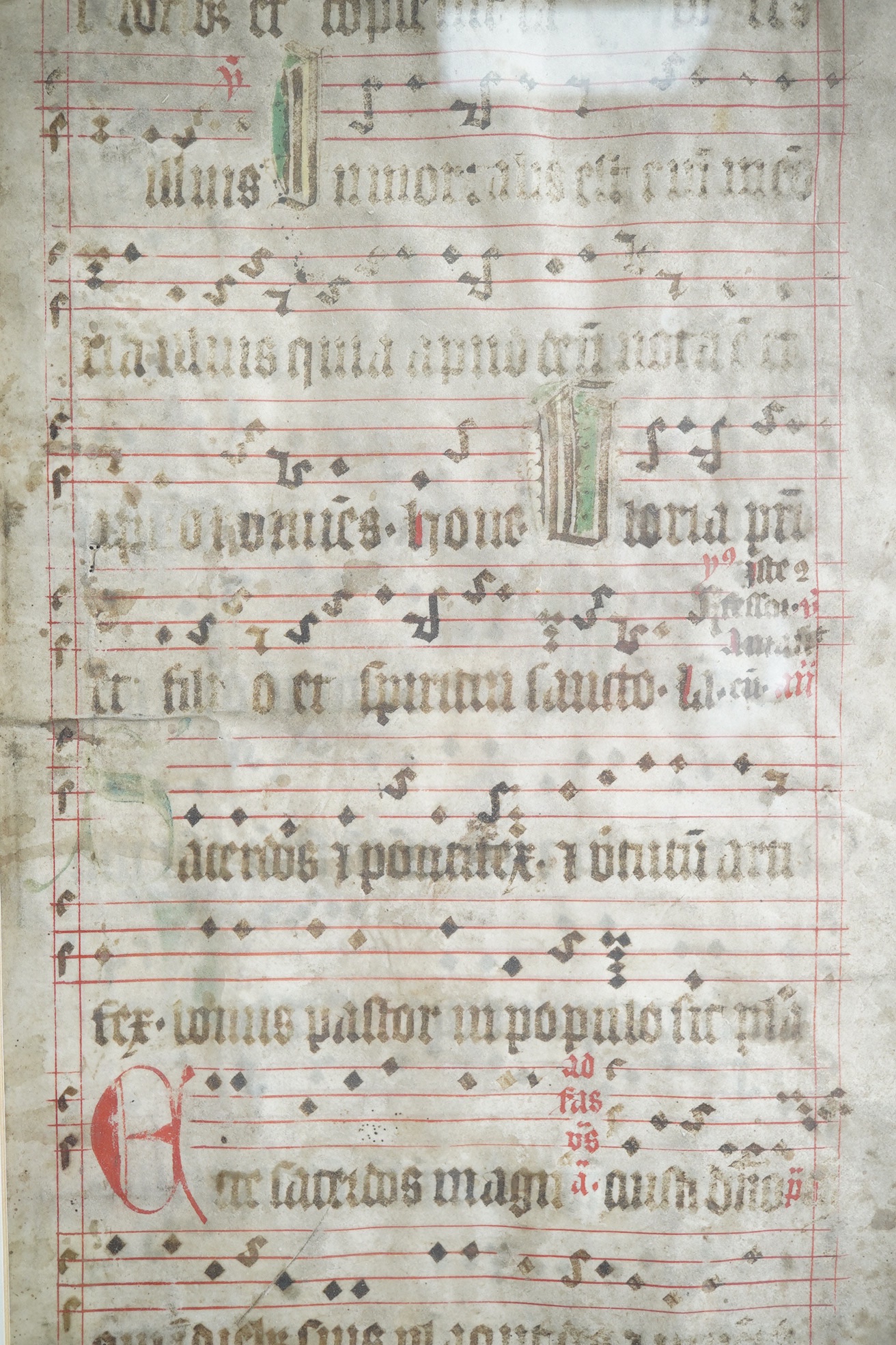 Single leaf from a processional antiphon, mensural notation; Southern German or Italian, third quarter of the 15th century